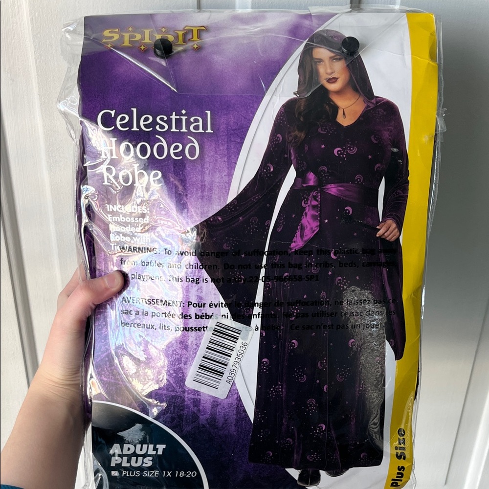 Spirit Halloween Celestial Purple Hooded Robe Mystic Dress Costume Plus Size - Picture 4 of 11